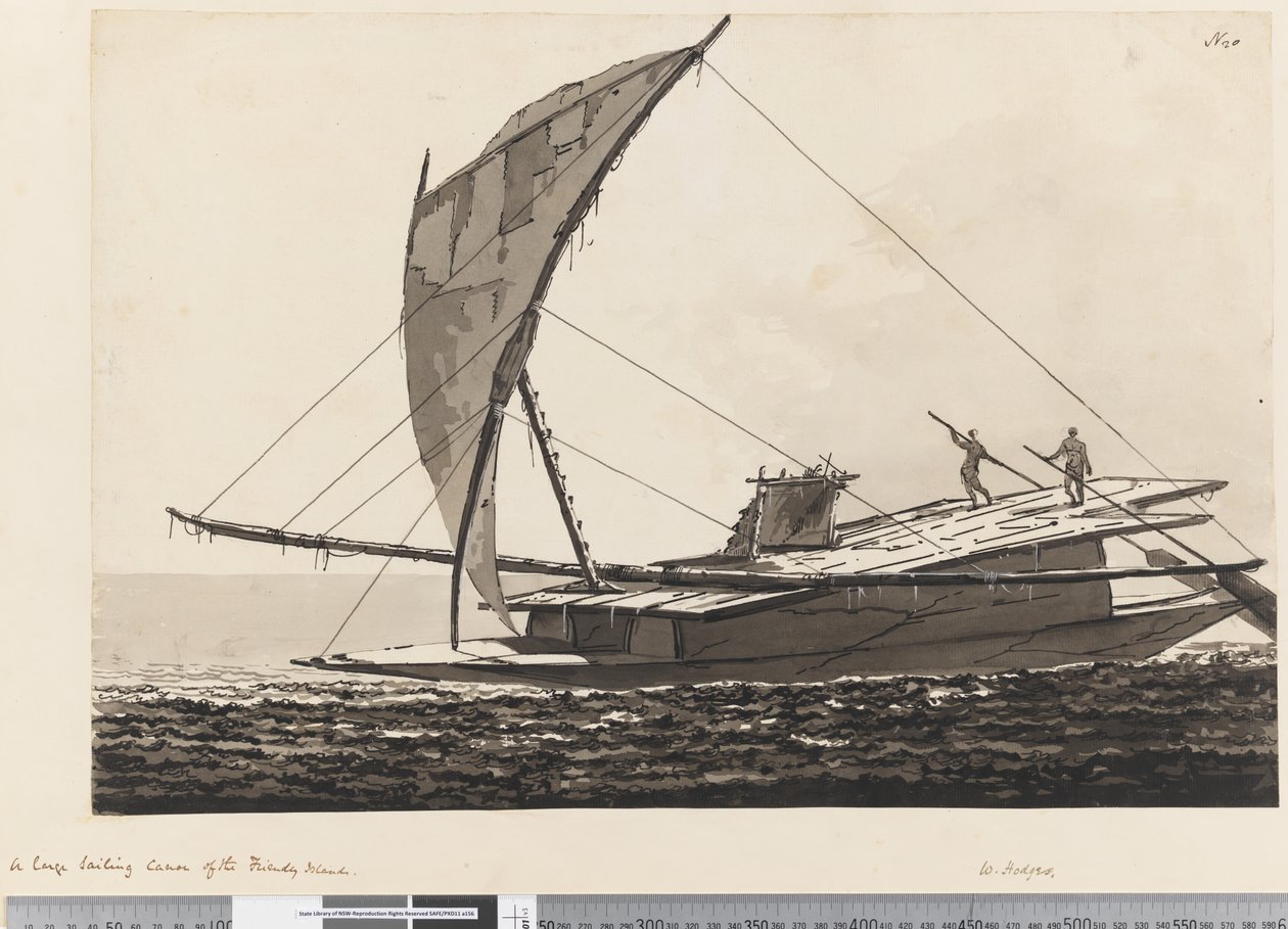 A large sailing canoe of the Friendly Islands by William Hodges