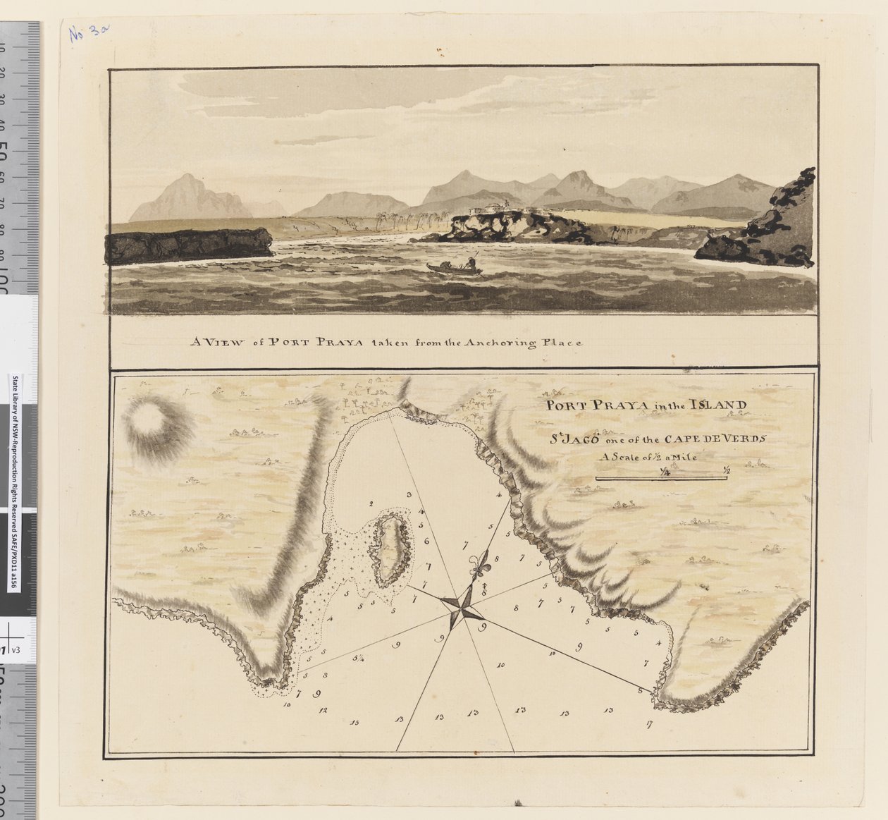 Chart of Port Praya in the Island of St Jago, Cape Verde Islands by William Hodges