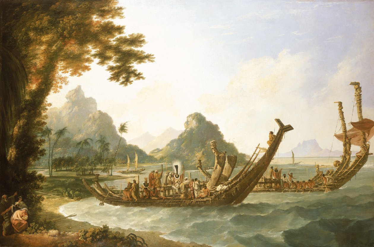 War Boats of Tahiti and the Society Isles by William Hodges