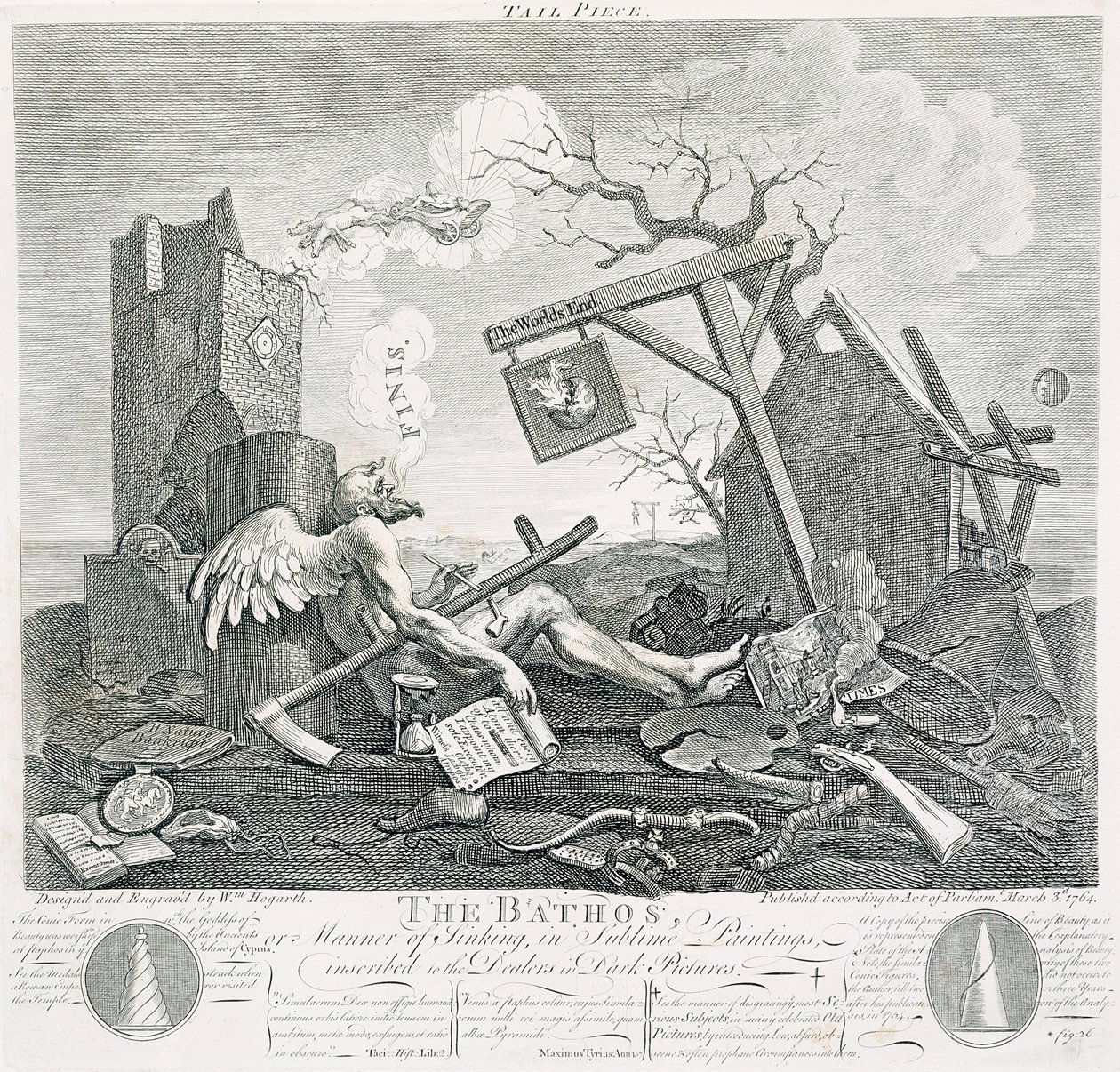 Bathos, Manner of Sinking, in Sublime Paintings inscribed to the Dealers in Dark Pictures, 1764 by William Hogarth