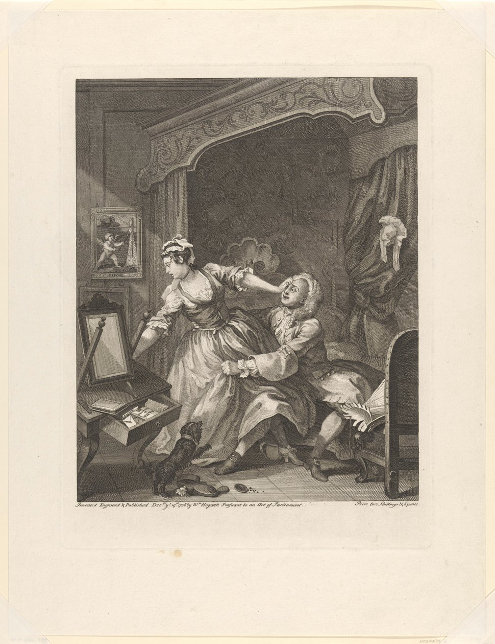 ‘Before’ (Man Pulling a Struggling Woman Towards Him in a Bedroom) by William Hogarth