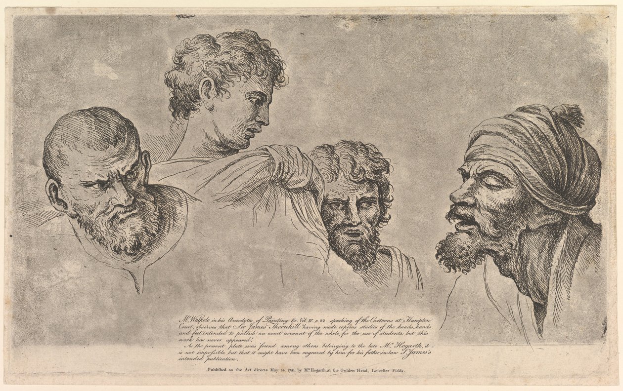Four Heads from the Raphael Cartoons at Hampton Court by William Hogarth
