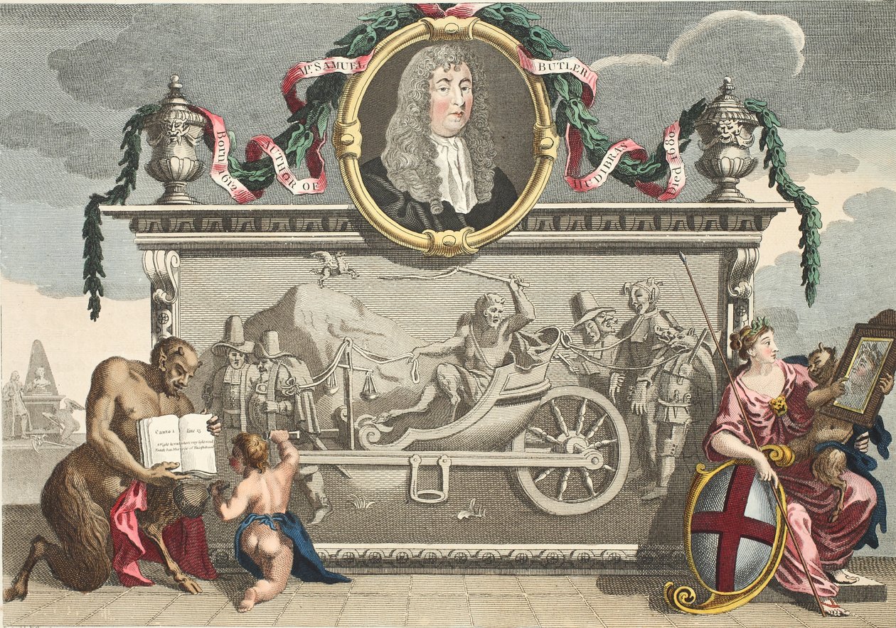 Frontispiece for 'Hudibras' Including a Portrait of Samuel Butler ...
