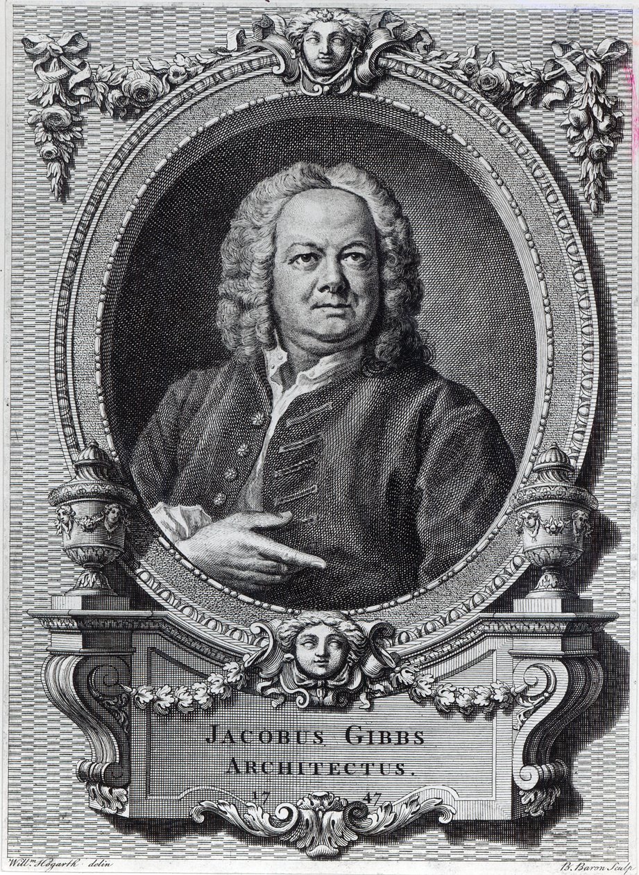 James Gibbs, engraved by Bernard Baron, 1747 by William Hogarth