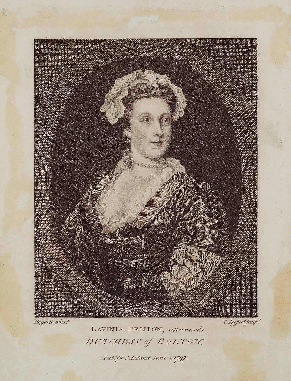 Lavinia Fenton, afterwards Duchess of Bolton, engraved by Cornelius Apostool by William Hogarth
