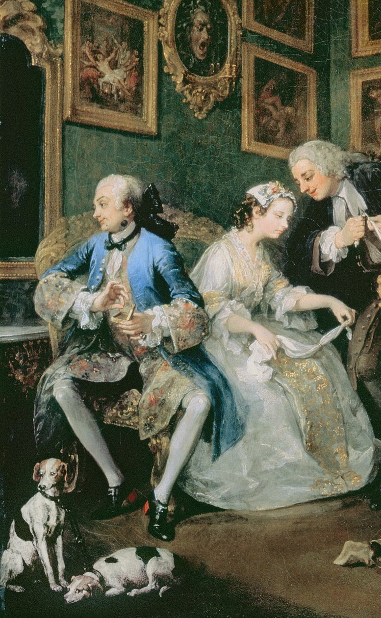 Marriage a la Mode: I - The Marriage Settlement, c.1743 oil on canvas (detail) by William Hogarth