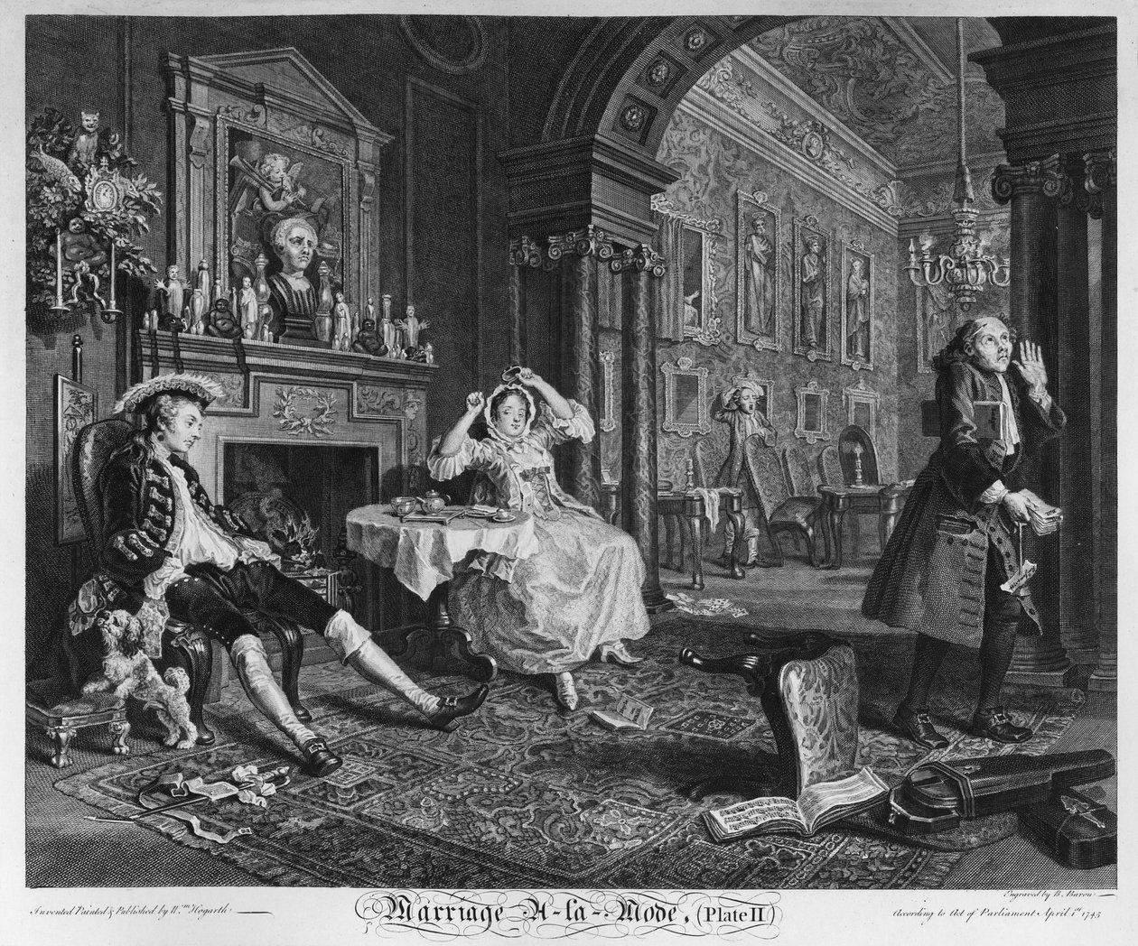 Marriage a la Mode, Plate II, The Tete a Tete, 1745 by William Hogarth