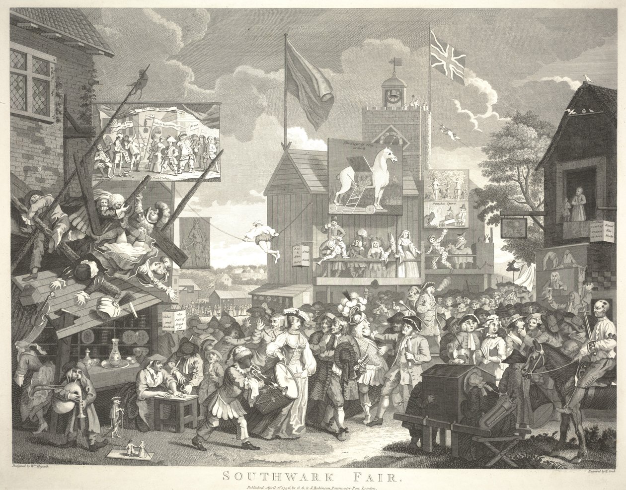 Southwark Fair, engraved by Thomas Cook by William Hogarth