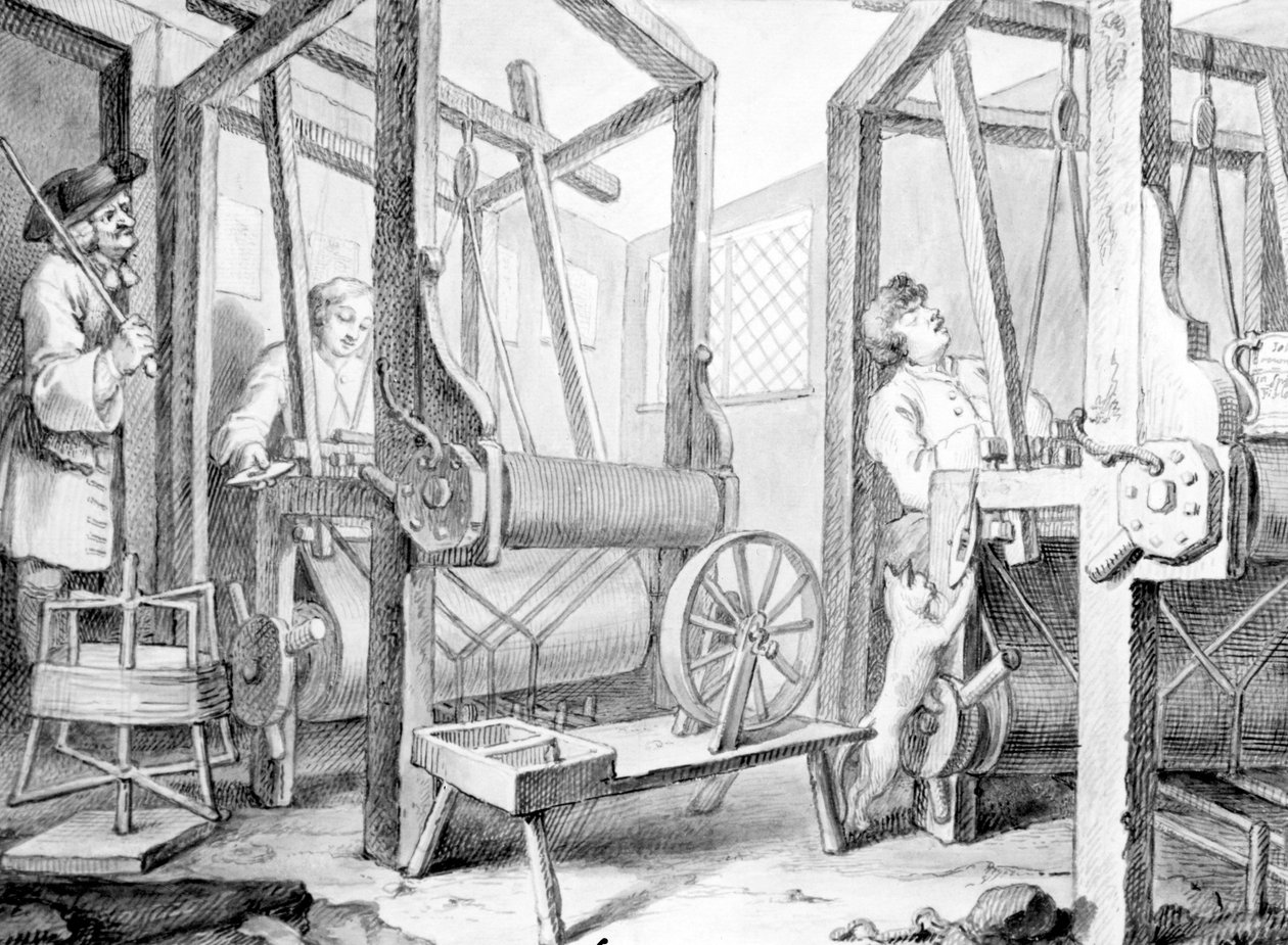 The Fellow Prentices at their Looms Representing Industry and Idleness, 1747 by William Hogarth