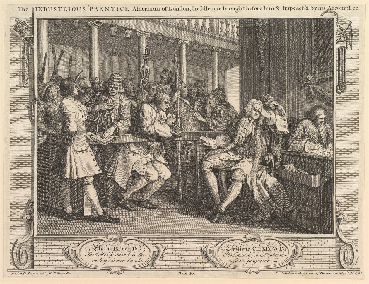 The Industrious Prentice Alderman of London, the Idle One Brought Before Him by William Hogarth