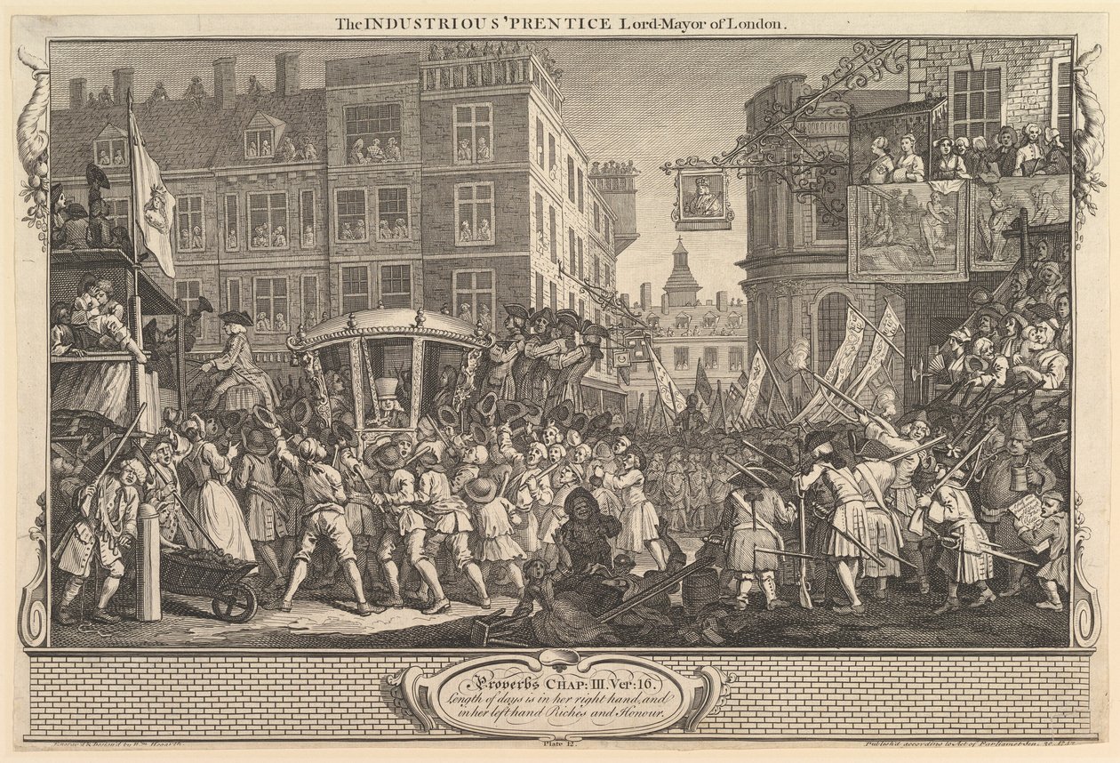 The Industrious Prentice Lord Mayor of London: Industry and Idleness, Plate by William Hogarth