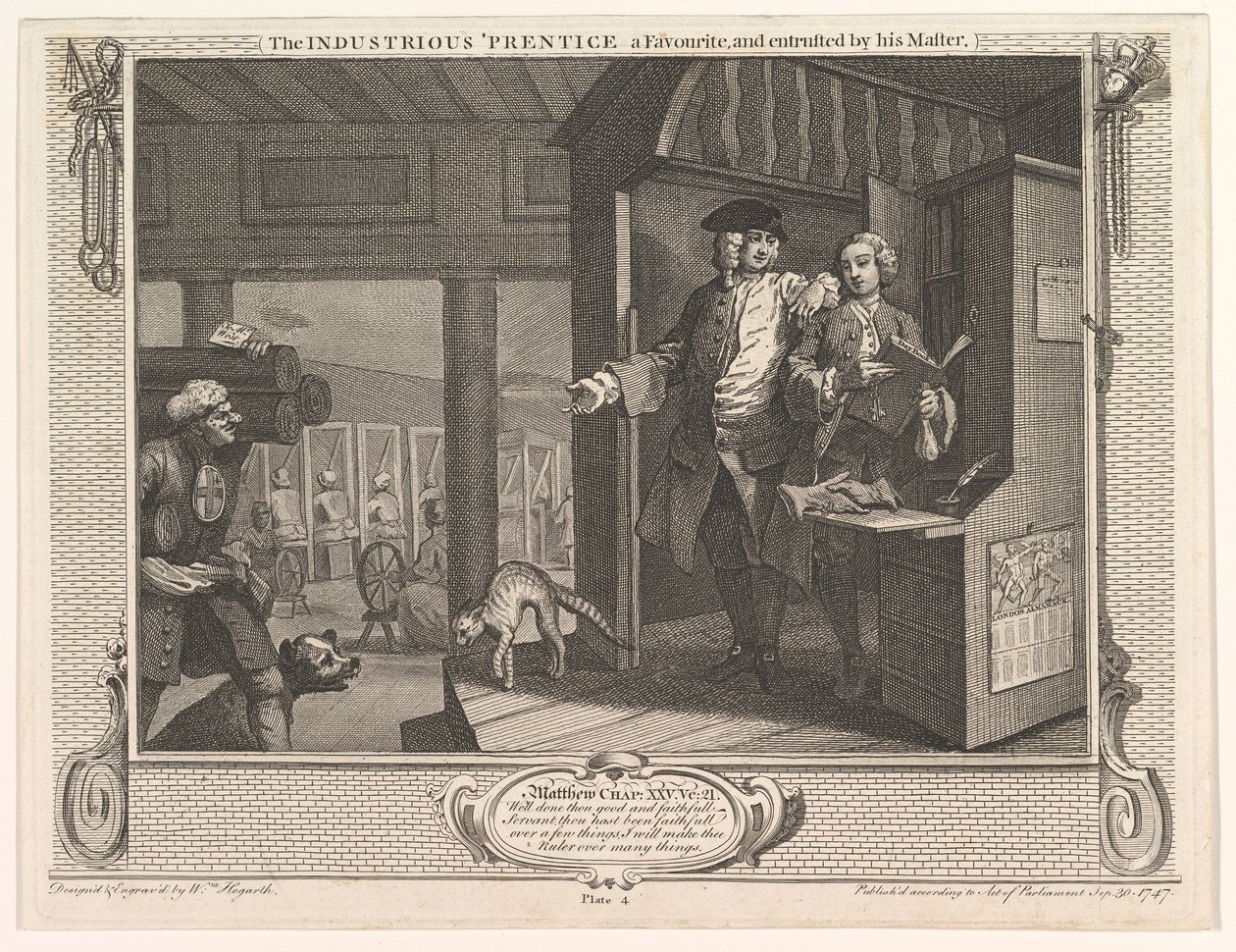 The Industrious Prentice a Favorite and Entrusted by His Master by William Hogarth