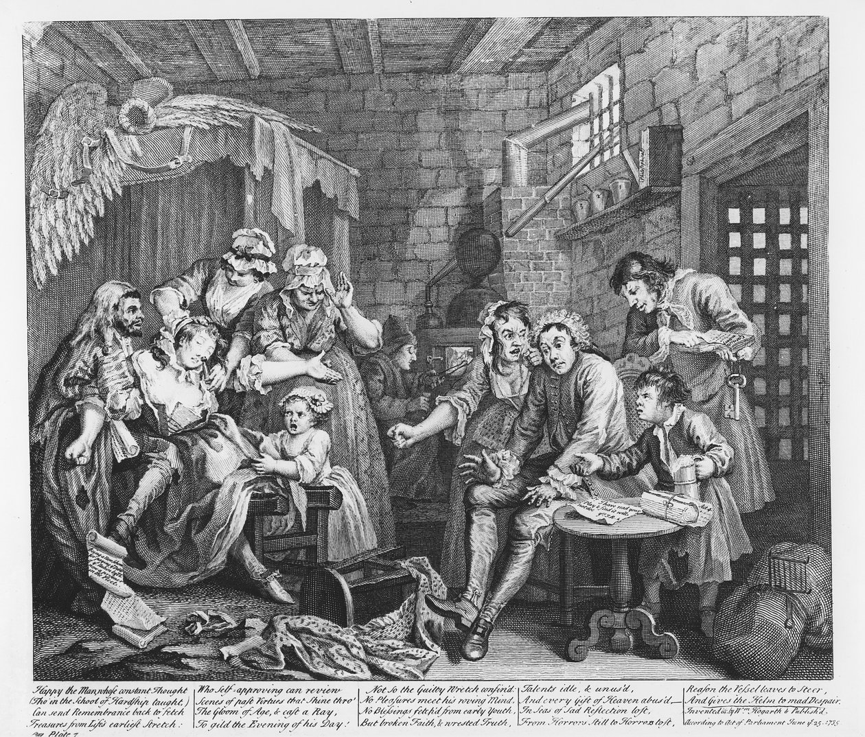 The Rake in Prison, plate VII, from 'A Rake's Progress', 1735