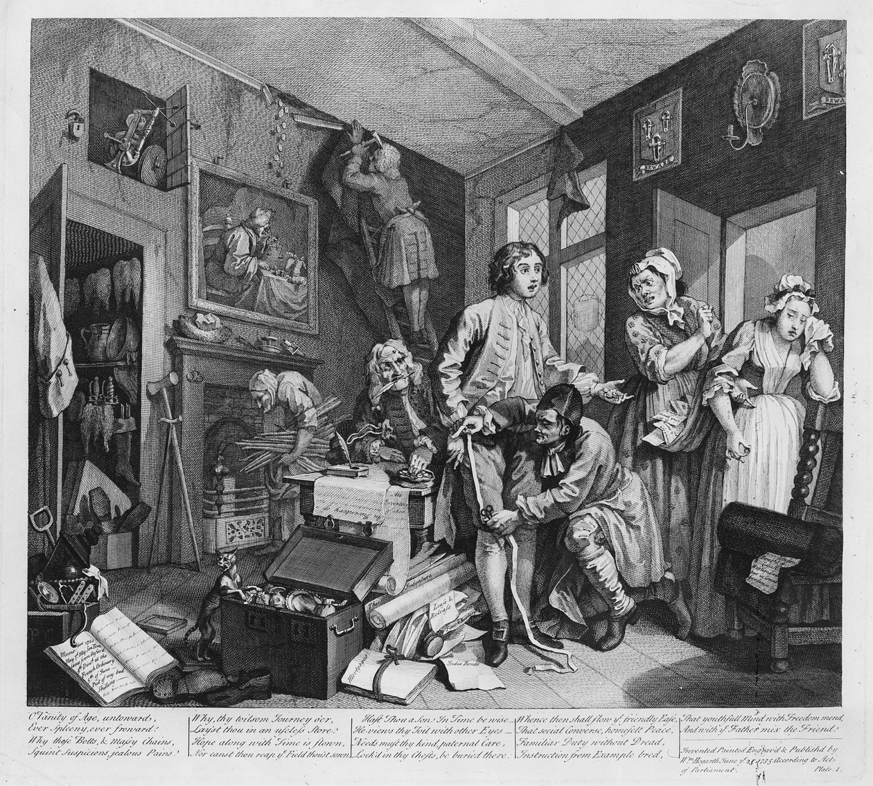 The Young Heir Takes Possession of the Miser's Effects, plate I from 'A ...