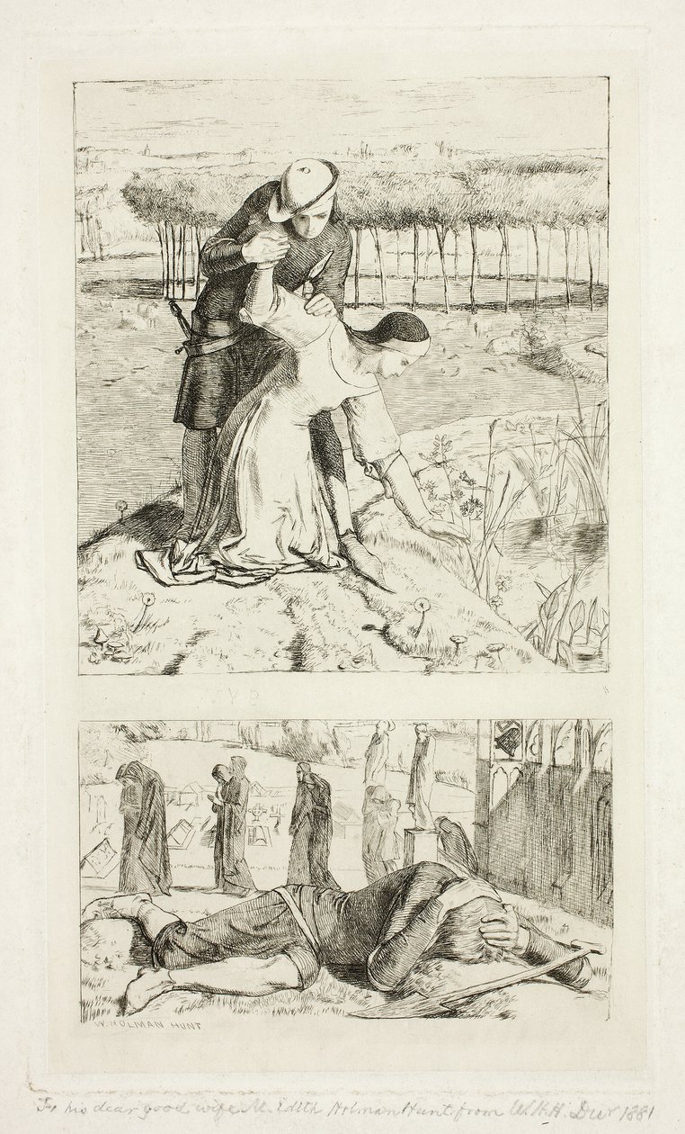 My Beautiful Lady (top); Of My Lady in Death (bottom), frontispiece to The Germ, No. 1 by William Holman Hunt