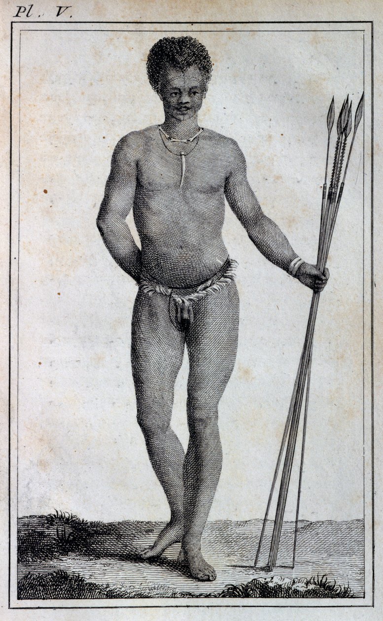 Khoikhoi man (Hottentot), from Travels of Le Vaillant into the interior parts of Africa by way of the Cape of Good Hope, in the years 1783 by William Home Lizars