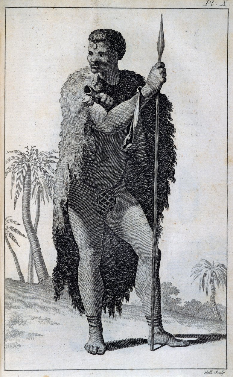 Khoikhoi man (Hottentot), from Travels of Le Vaillant into the interior parts of Africa by way of the Cape of Good Hope, in the years 1783 by William Home Lizars