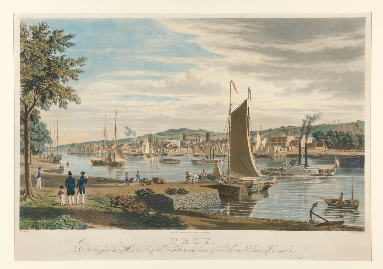 Troy. Taken From the West bank of the Hudson, in front of the United States Arsenal by William James Bennett