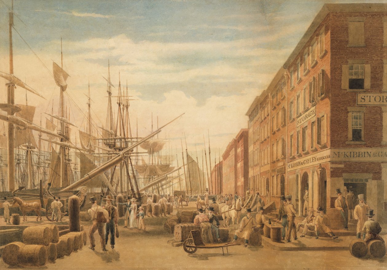 View of South Street, from Maiden Lane, New York City by William James Bennett