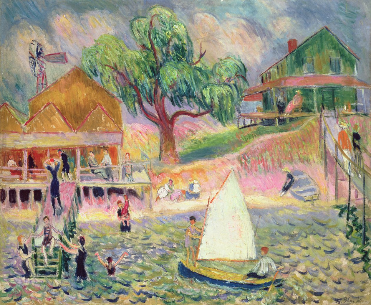 The Green Beach Cottage, Belport, Long Island by William James Glackens