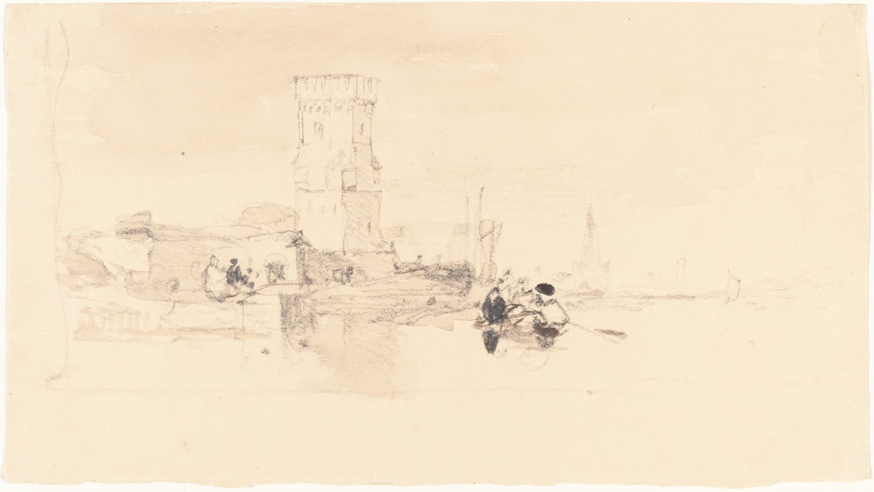 Tower Overlooking Water by William James Muller