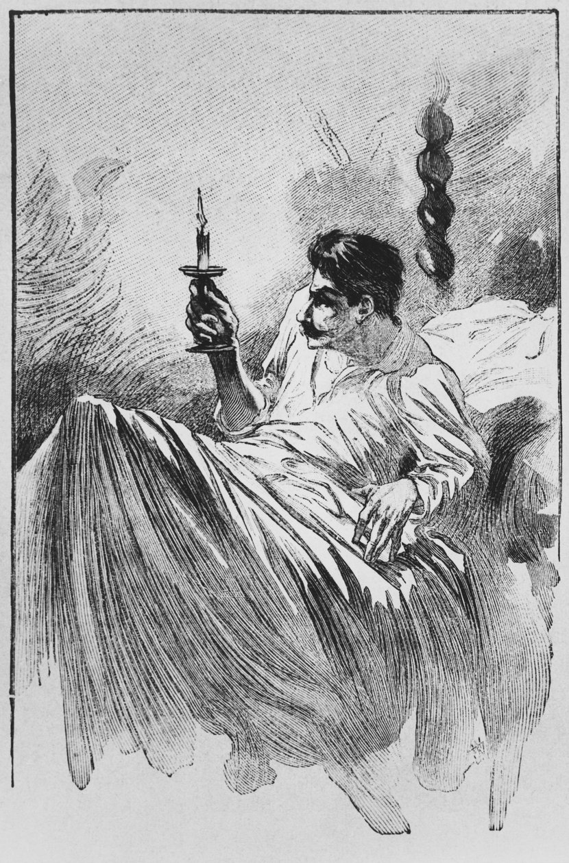 The narrator in bed, illustration from 