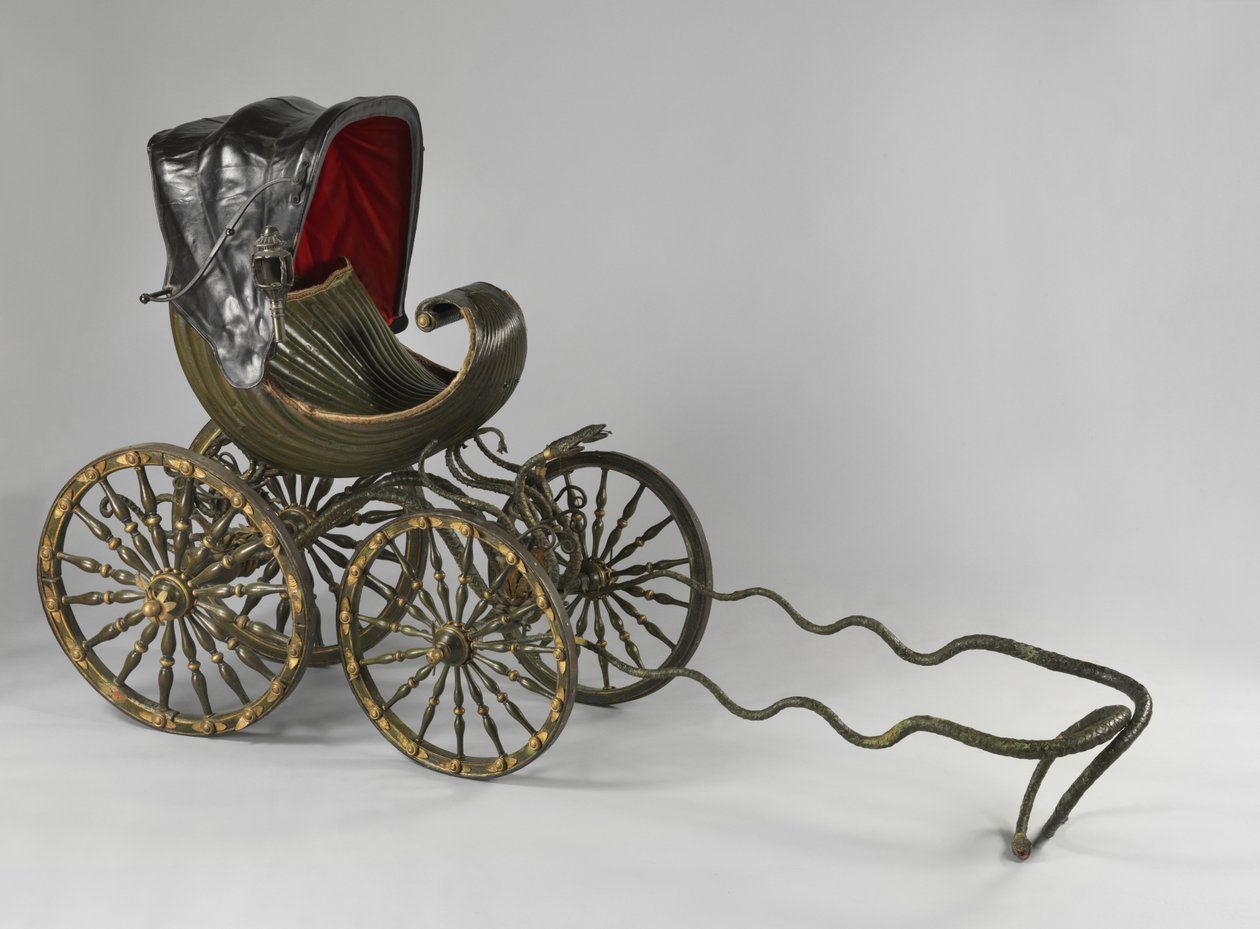 A painted and gilded baby carriage by William Kent