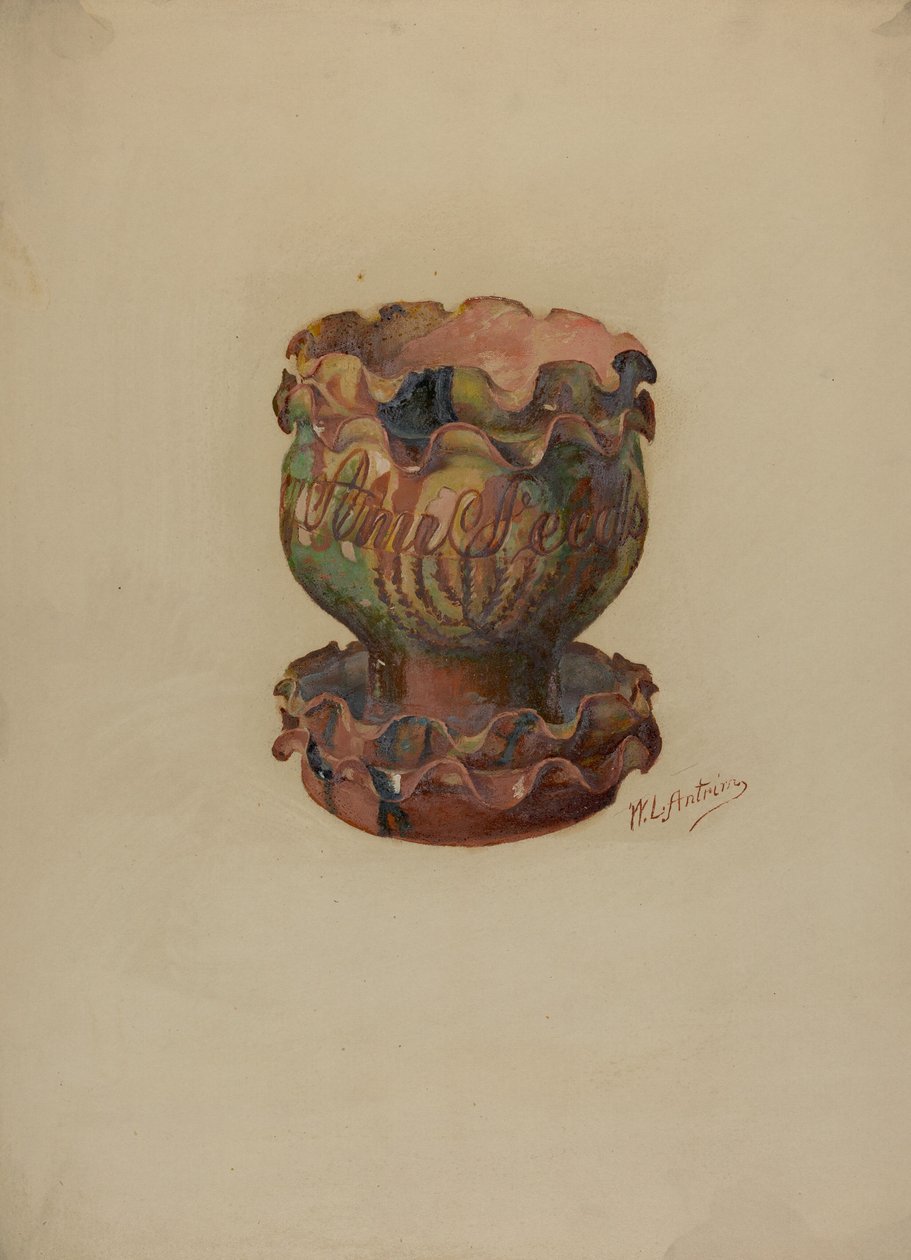 Pa. German Flower Pot and Tray, c. 1936 by William L Antrim