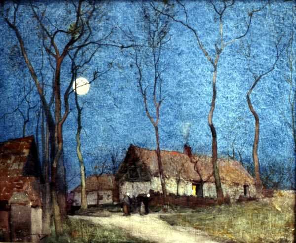 Figures in a Moonlit Village by William Lee Hankey