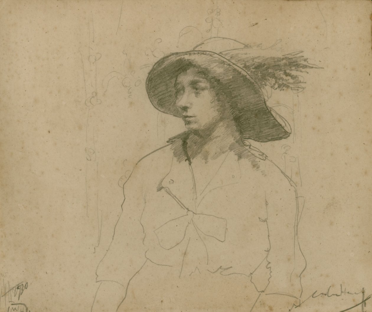 Study for a Portrait of a Seated Woman with Hat by William Lee Hankey