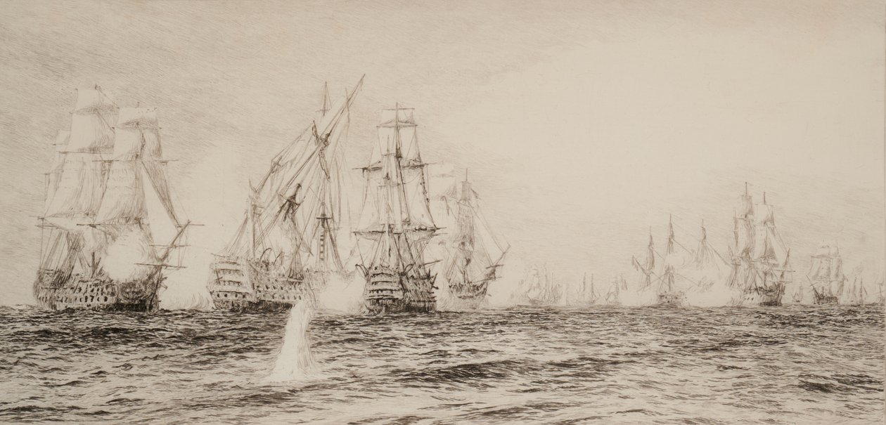 Ships, Four-Masted, Engaged in Battle by William Lionel Wyllie