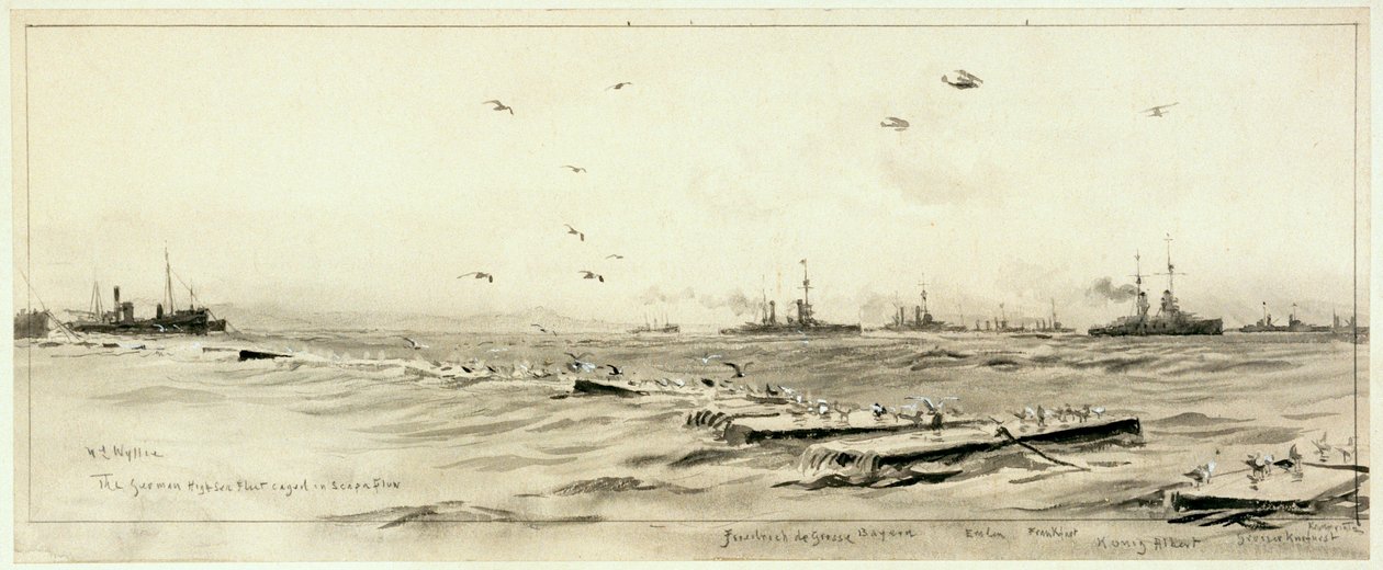 The German High Seas Fleet Caged in Scapa by William Lionel Wyllie