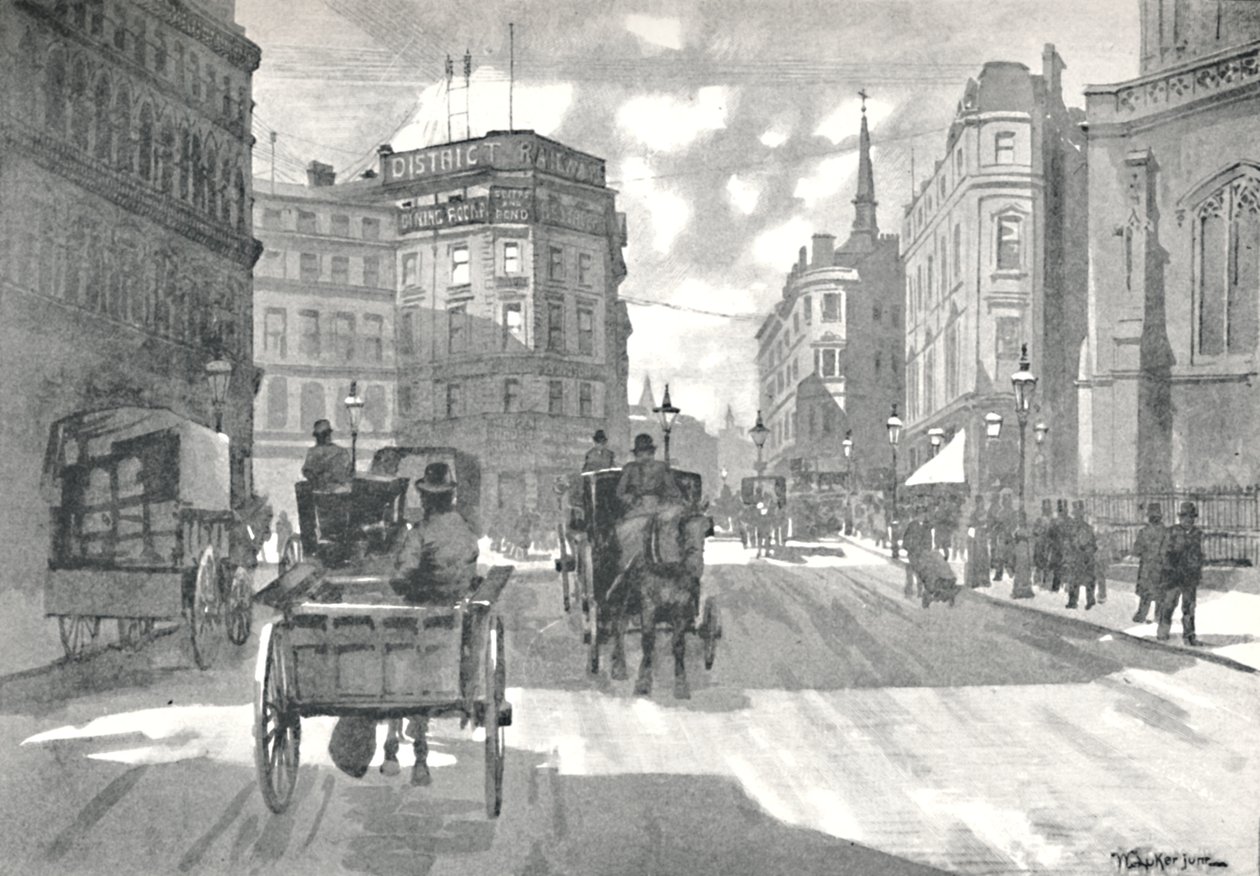 The Mansion House Station, District Railway, Queen Victoria Street by William Luker