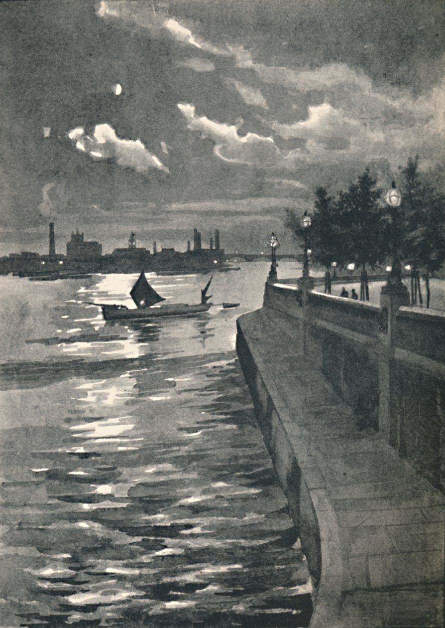 Westminster from Blackfriars Bridge - Night by William Luker