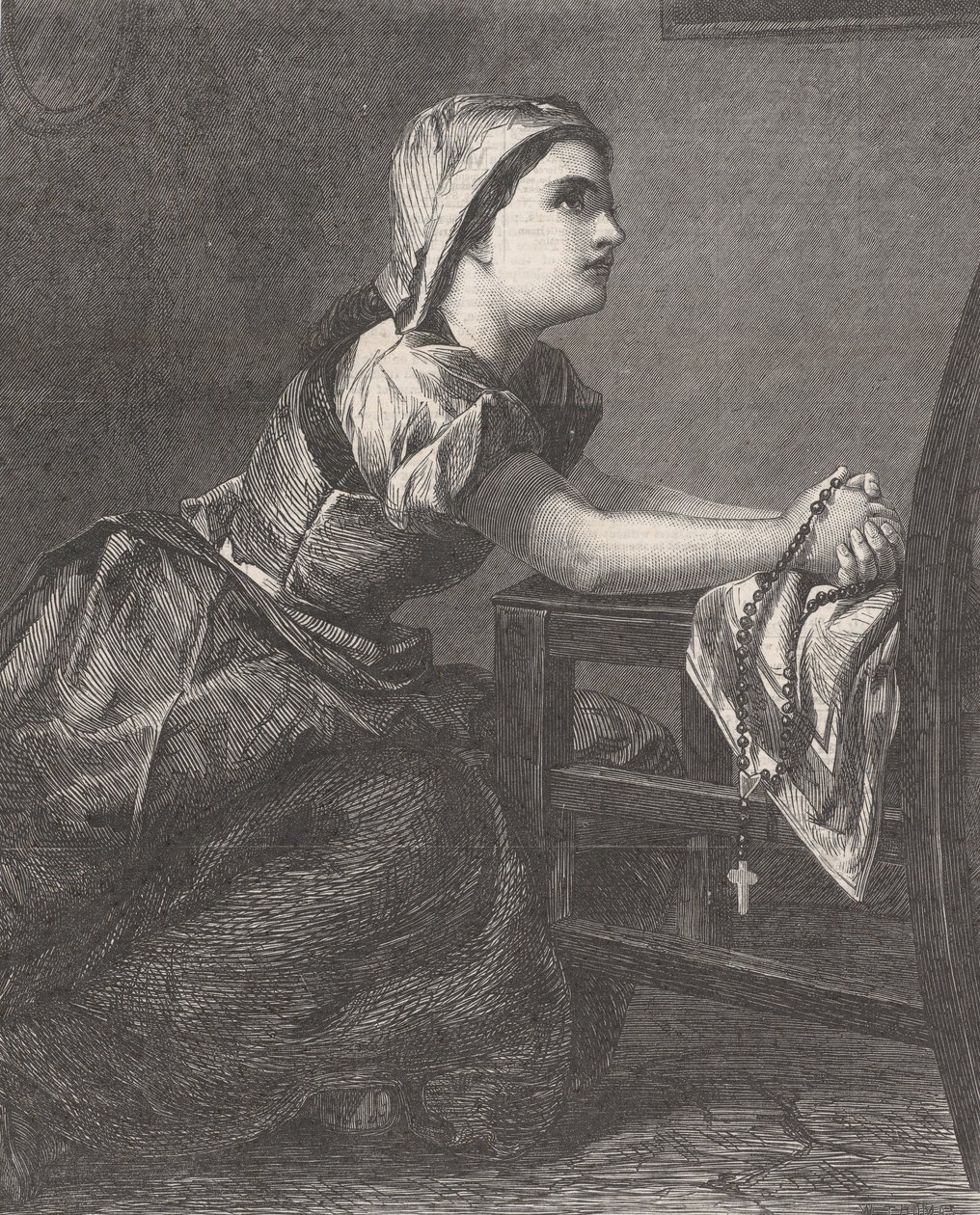 The Prayer, from Illustrated London News, March 2, 1867 by William Luson Thomas