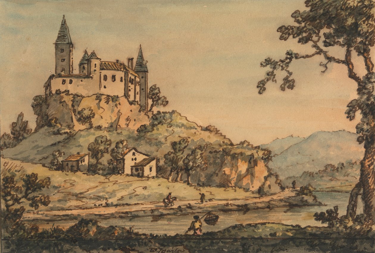 Castle Overlooking a River by William Marlow