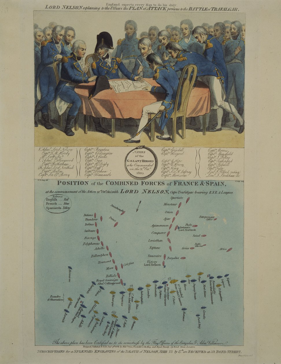 Nelson explains the Trafalgar battle plan by William Marshall (after) Craig