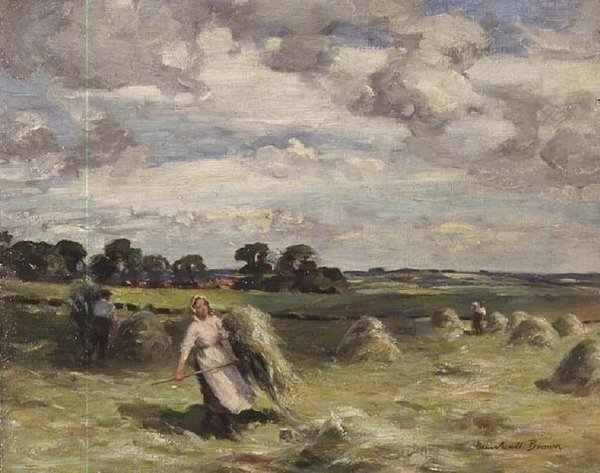Harvesting Near Salroun, East Lothian by William Marshall Brown