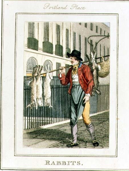 Rabbits, Portland Place, from 'Cries of London', pub. by Richard ...