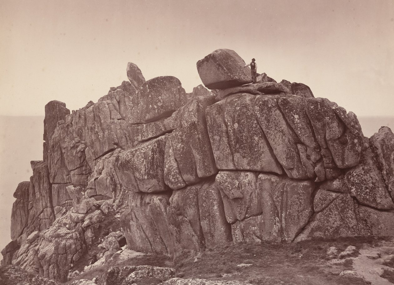 The Logan Rock, South Coast of Cornwall, 1860s by William May