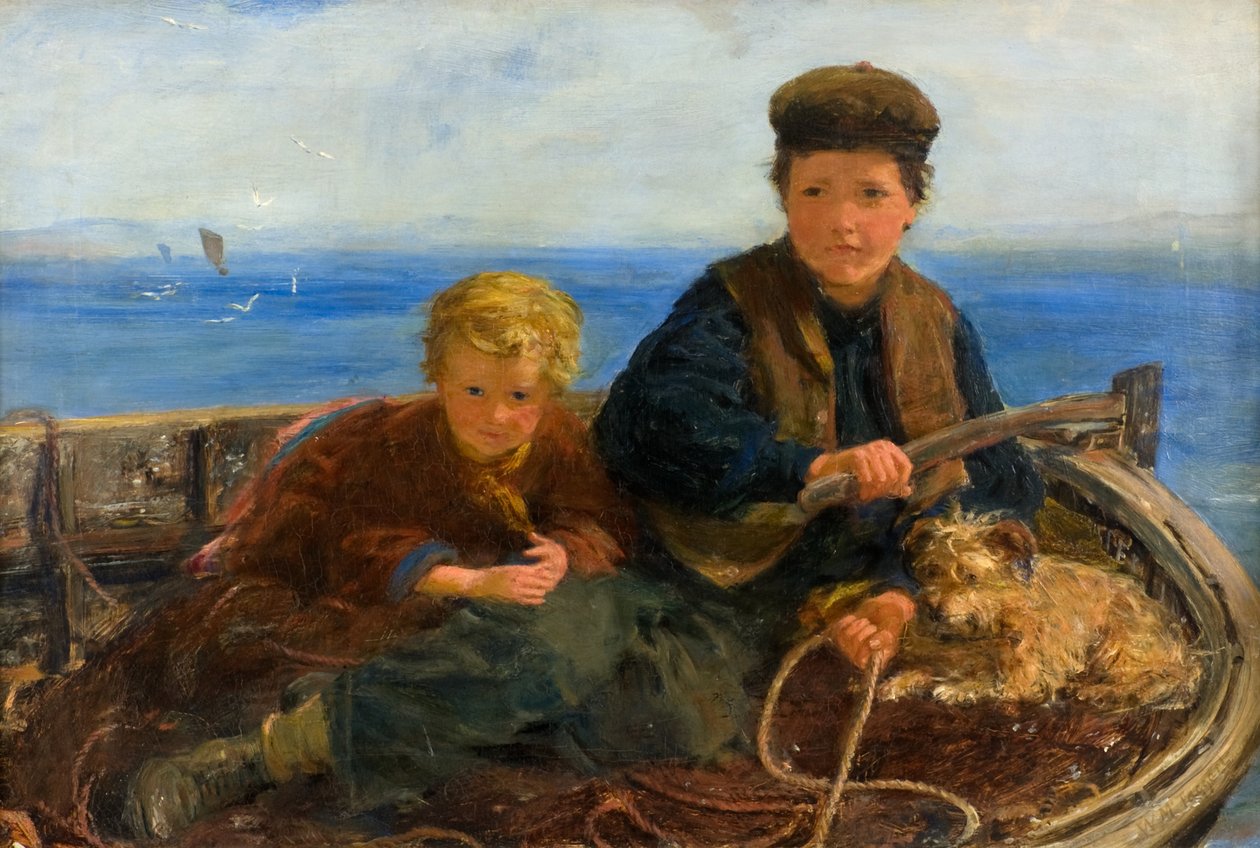 Two Boys and a Dog in a Boat by William McTaggart