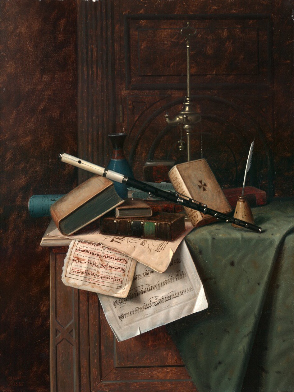 Still Life with Flute, Vase and Roman Lamp by William Michael Harnett