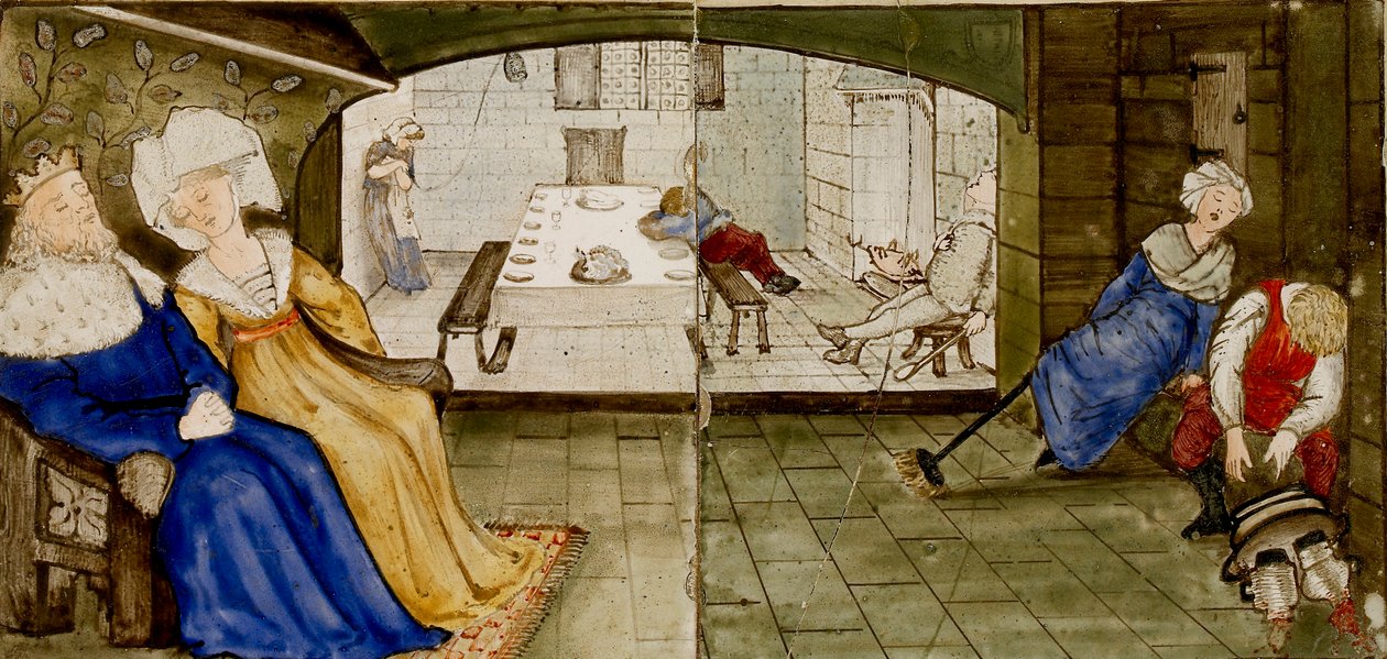 Sixteen Tiles Form Eight Illustrations of the 