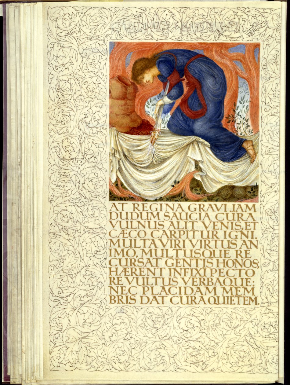 Dido stabbing herself, opening of Book IV of Virgil
