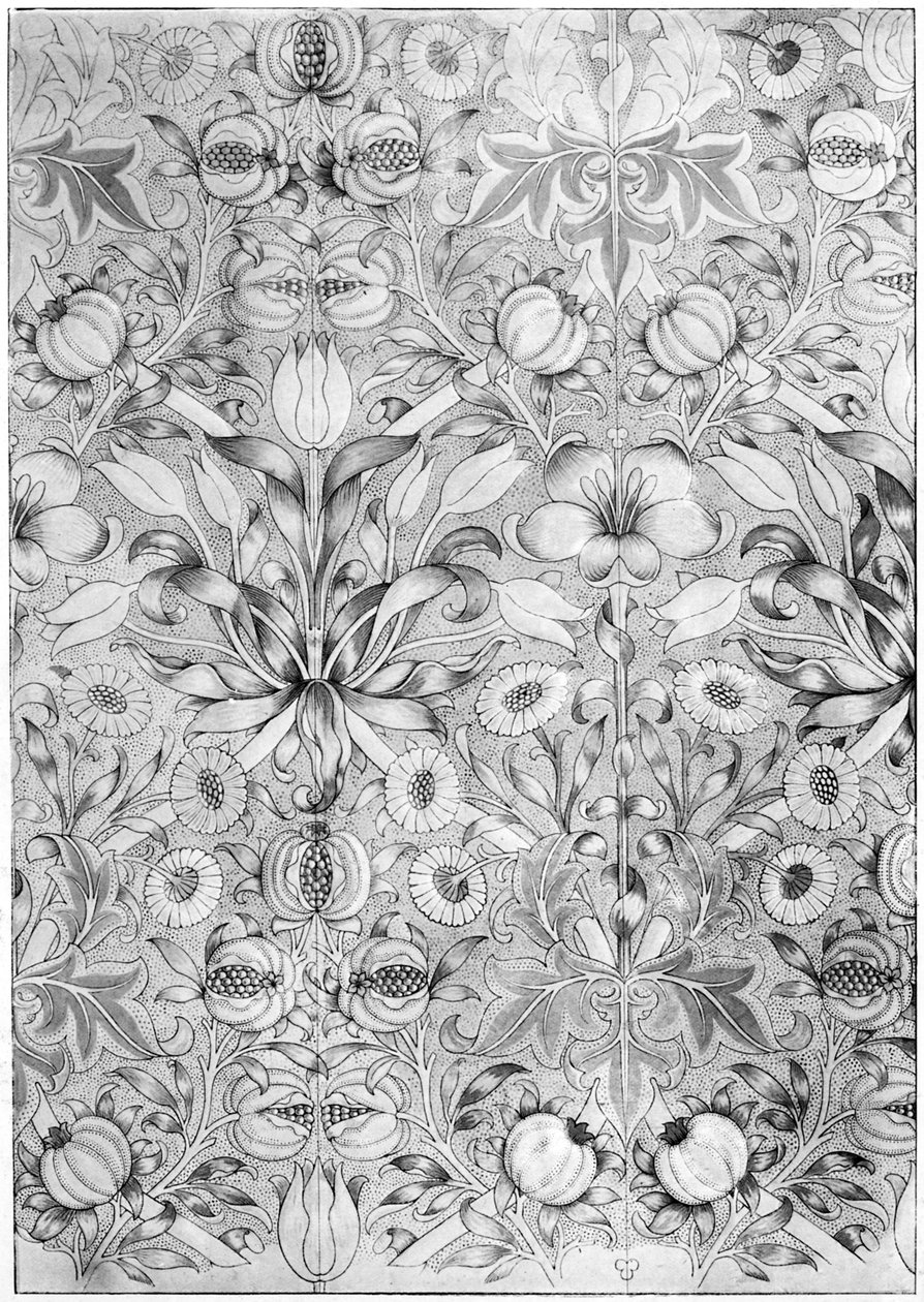 Lily and pomegranate pattern wallpaper by William Morris