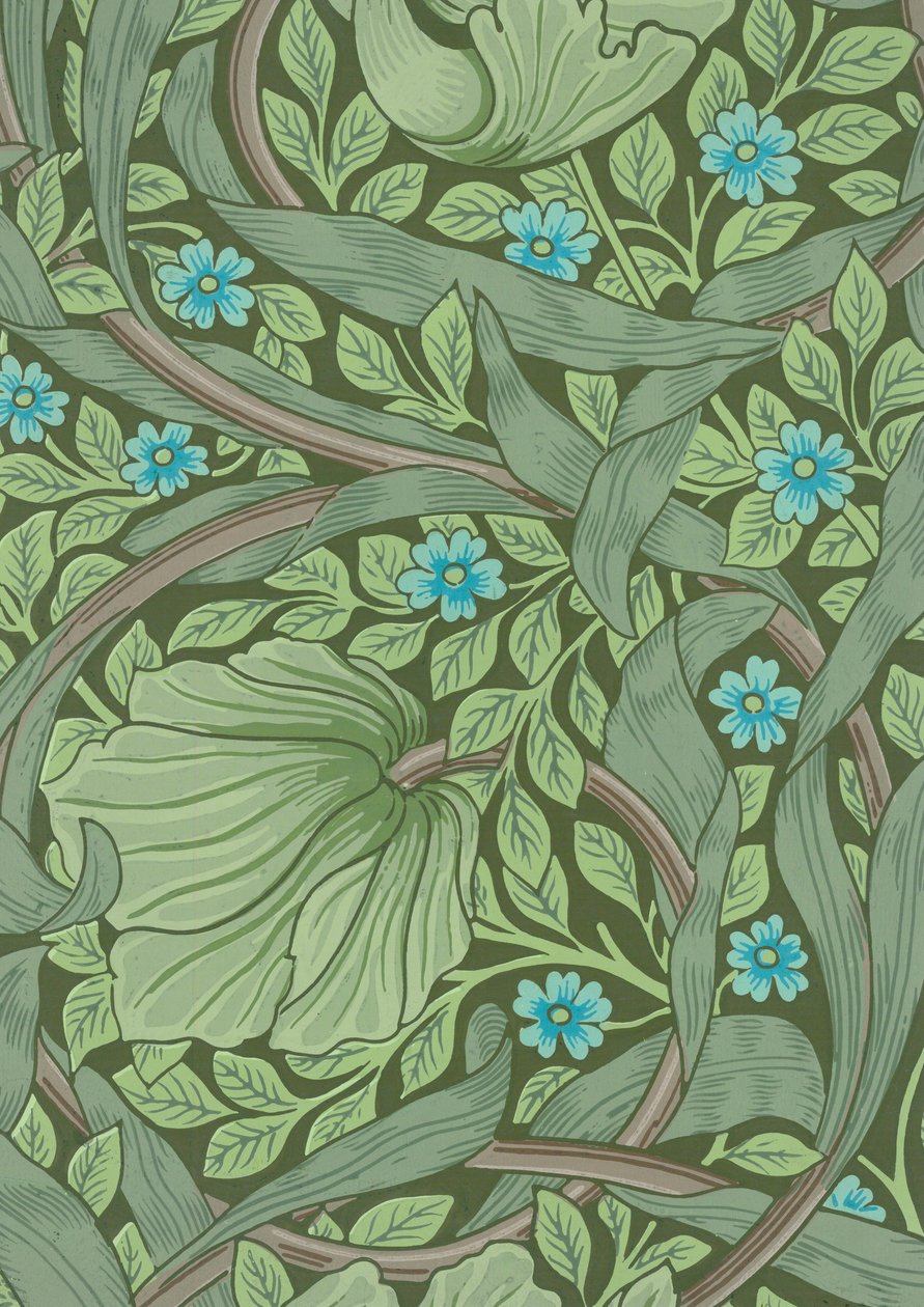 William Morris Wallpaper Sample with Forget-Me-Nots, c.1870 by William Morris