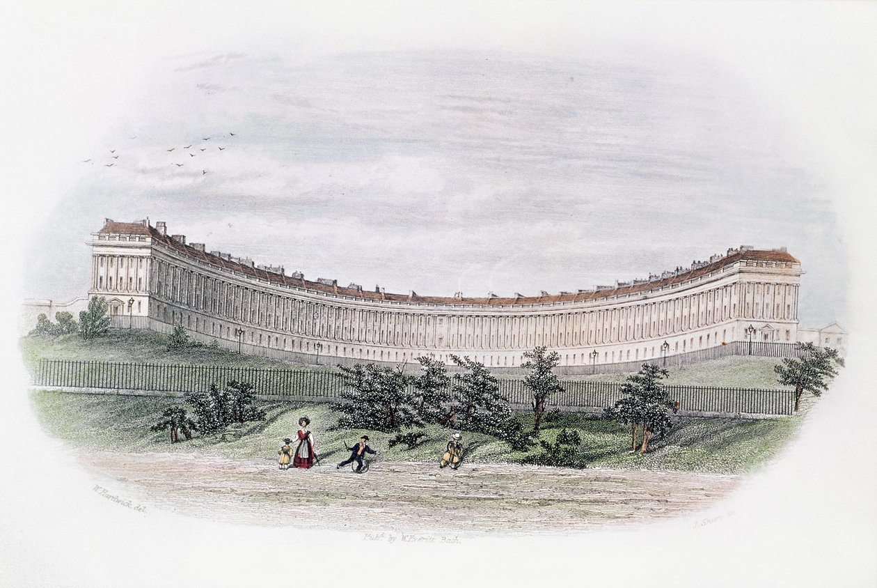 Royal Crescent, Bath, engraved by J. Shury by William N. Hardwick of Bath