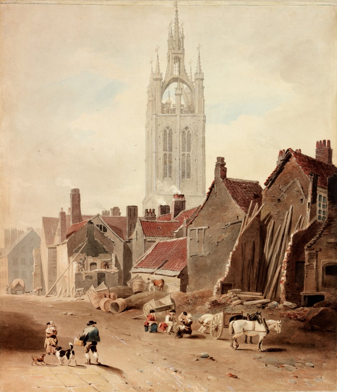 The Demolition of Houses on the Site of Collingwood Street, Newcastle upon Tyne by William Nicholson