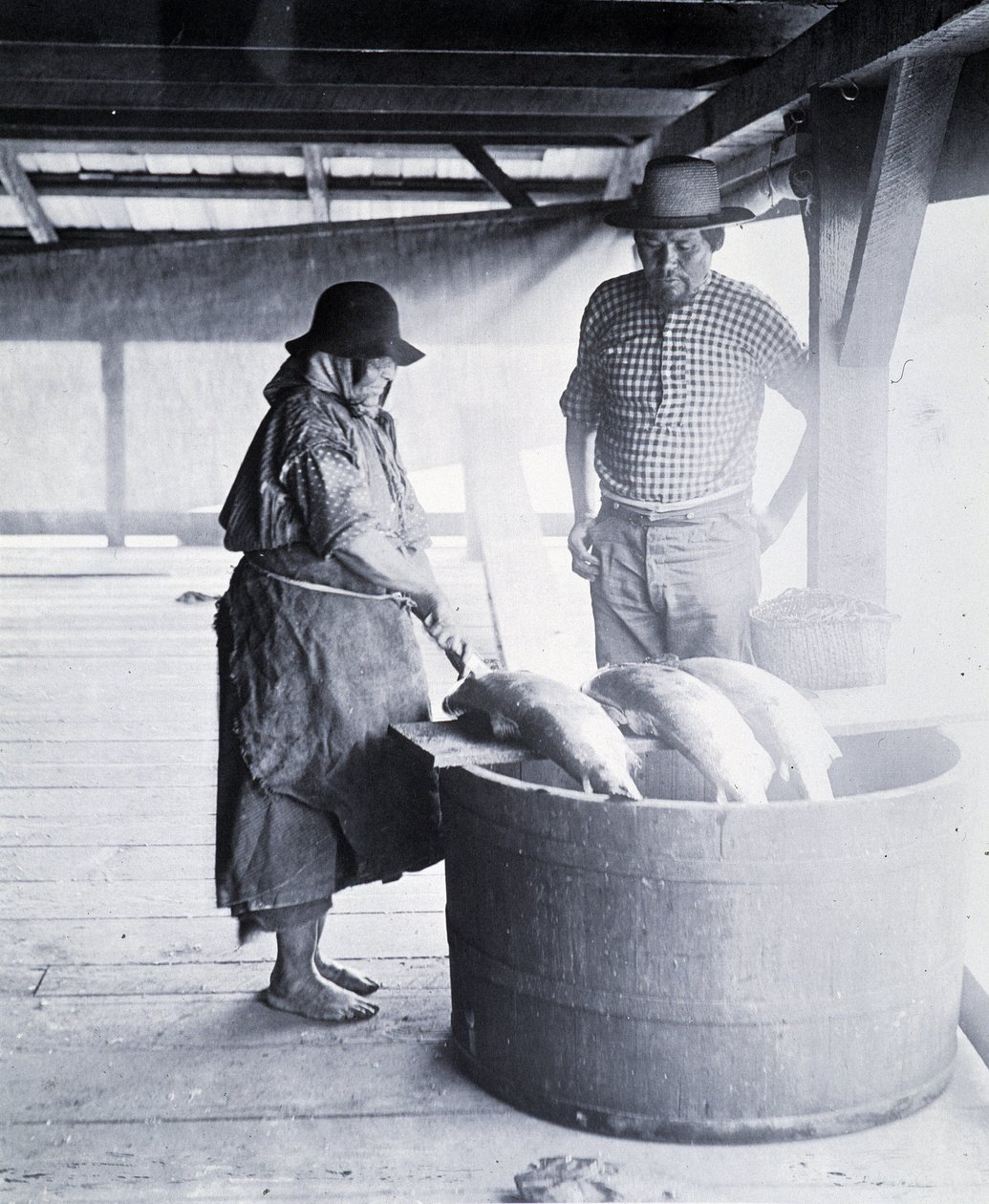 Indian Salmon Cleaner, near New Westminster, British Columbia (Province of Canada) by William Notman