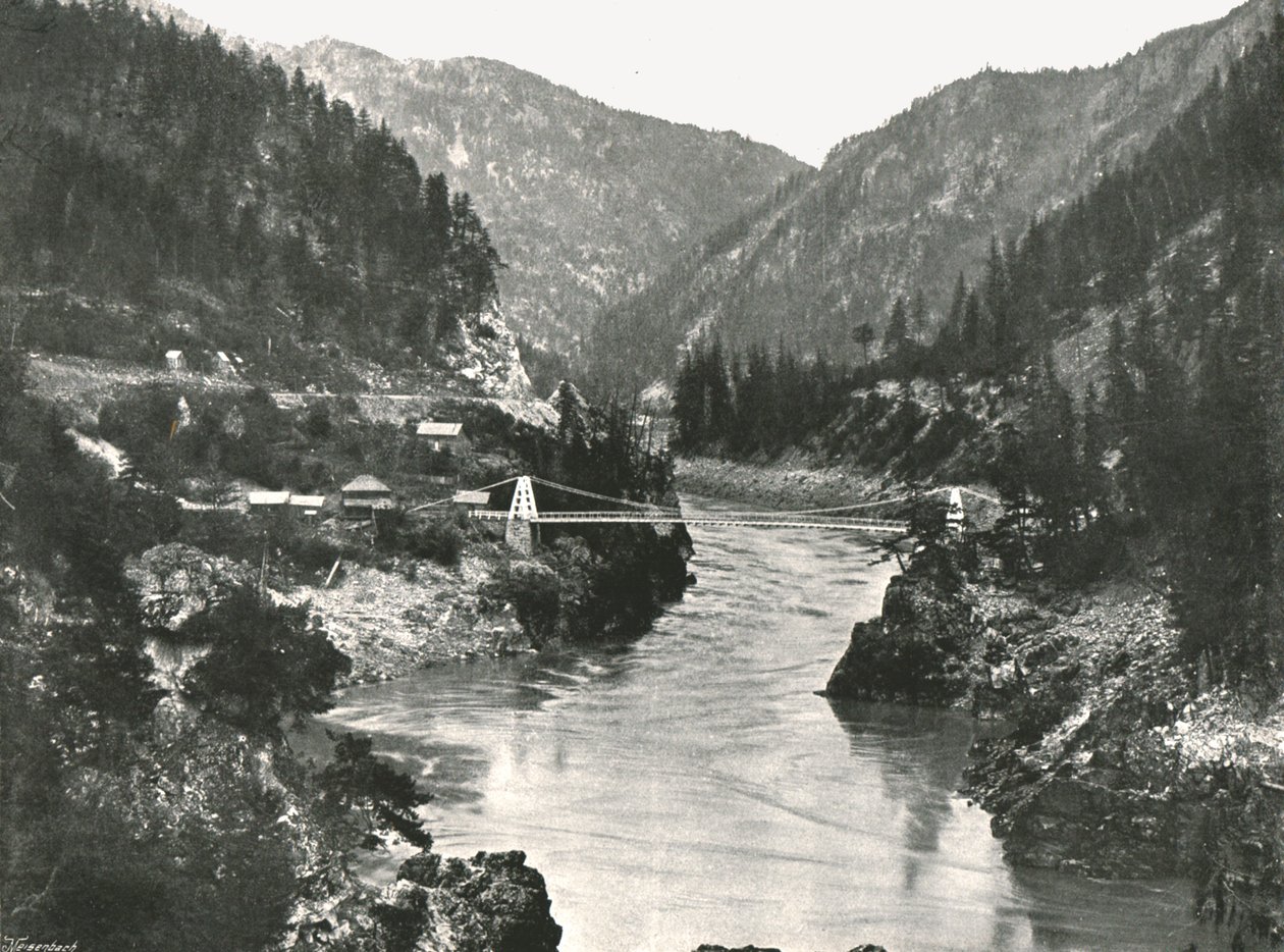 The Rockies: the Frazer Canyon and Cariboo Road Bridge, near Spuzzum, Canada, 1895 by William Notman and Son